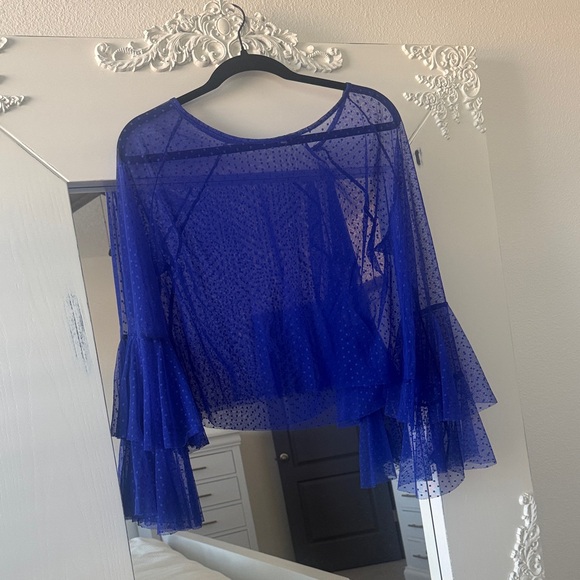 Charlotte Russe Tops - Charlotte Russe Royal Blue Sheer Blouse